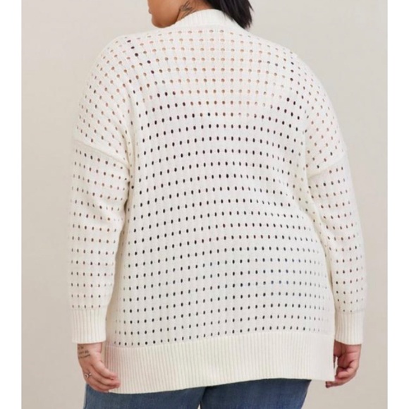 🆕 Cable Boyfriend Cardigan Sweater Ivory 1 1X 14 16 NWT Torrid New! - Picture 3 of 6